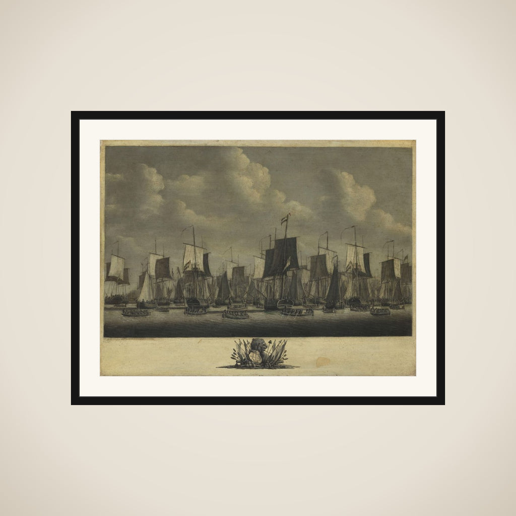The Fleet Leaving the Port of Vlissingen, 1804 framed