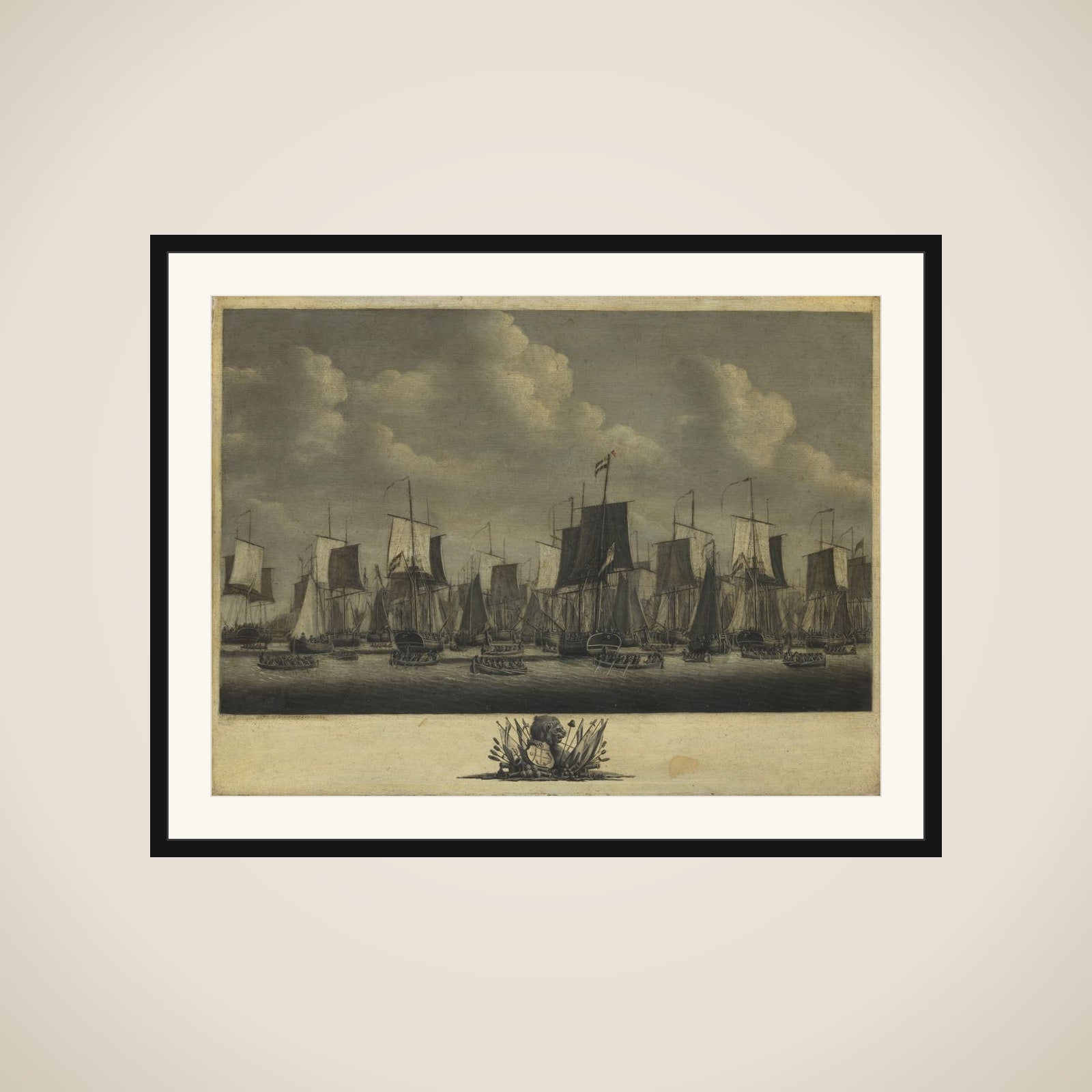 The Fleet Leaving the Port of Vlissingen, 1804 framed