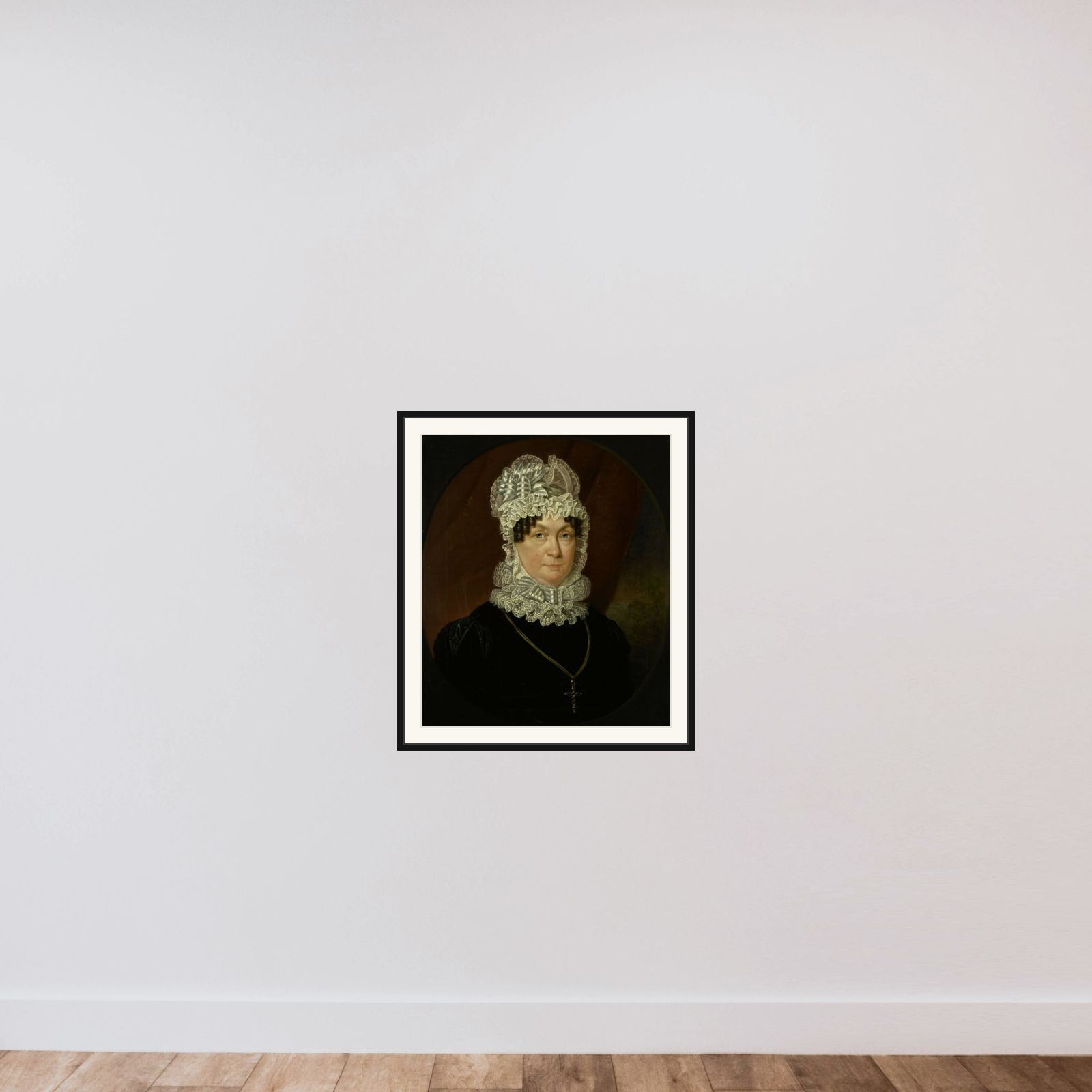 Portrait of Ann Brander (died 1837), Wife of Job Seaburne May framed — shown to scale