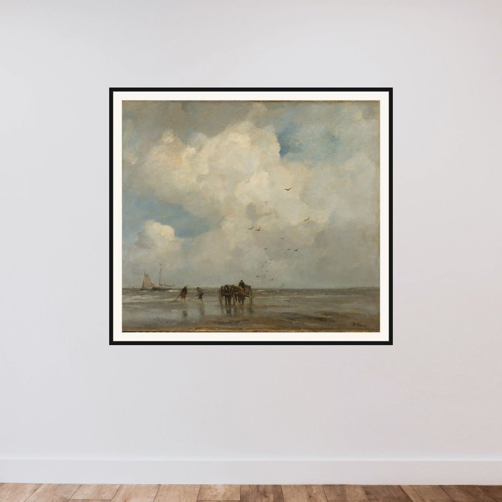 Fishing for Shells framed — shown to scale