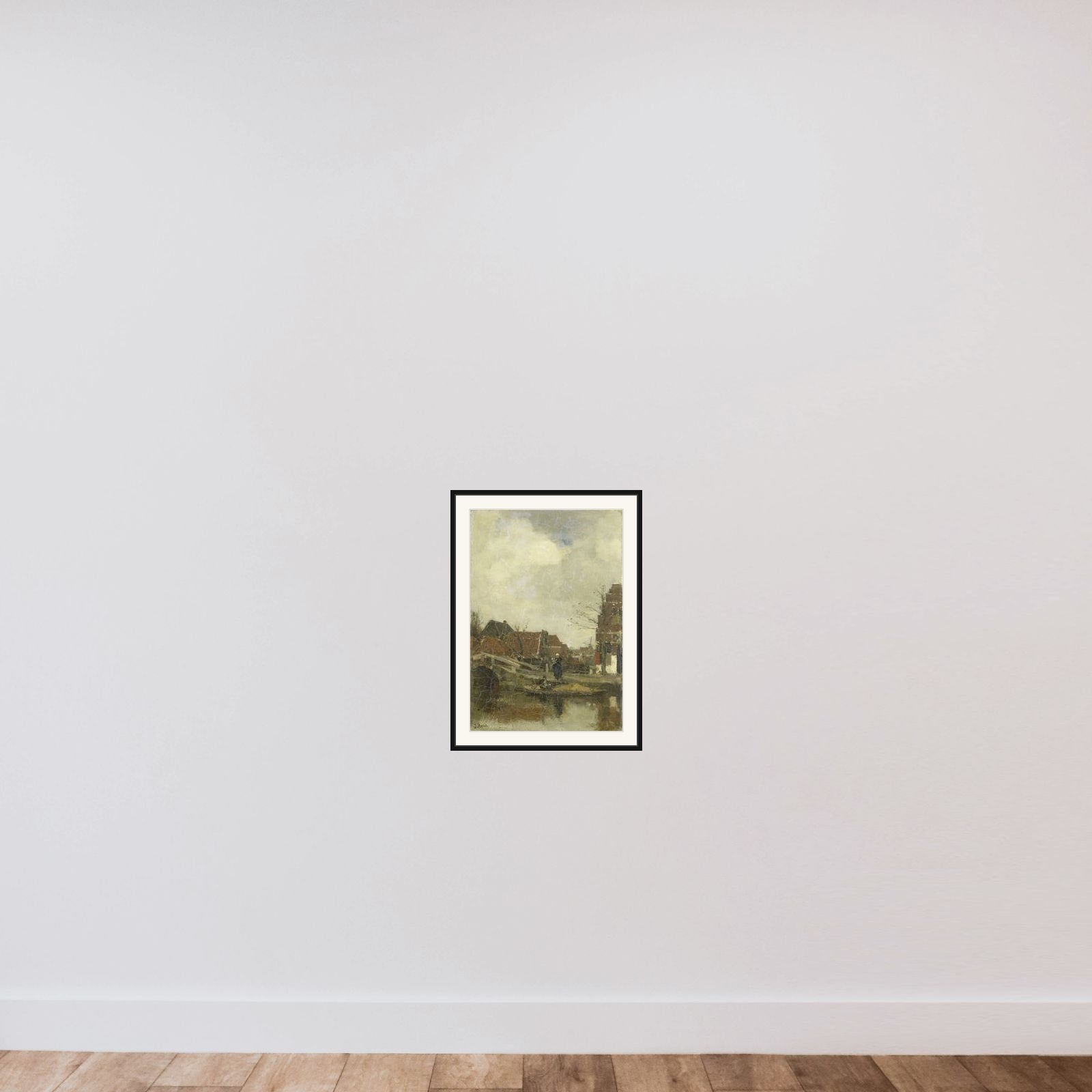 Oud buurtje aan het water framed — shown to scale