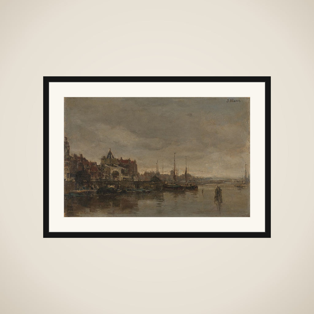 De Schreierstoren met de brug over de Gelderse Kade te Amsterdam framed
