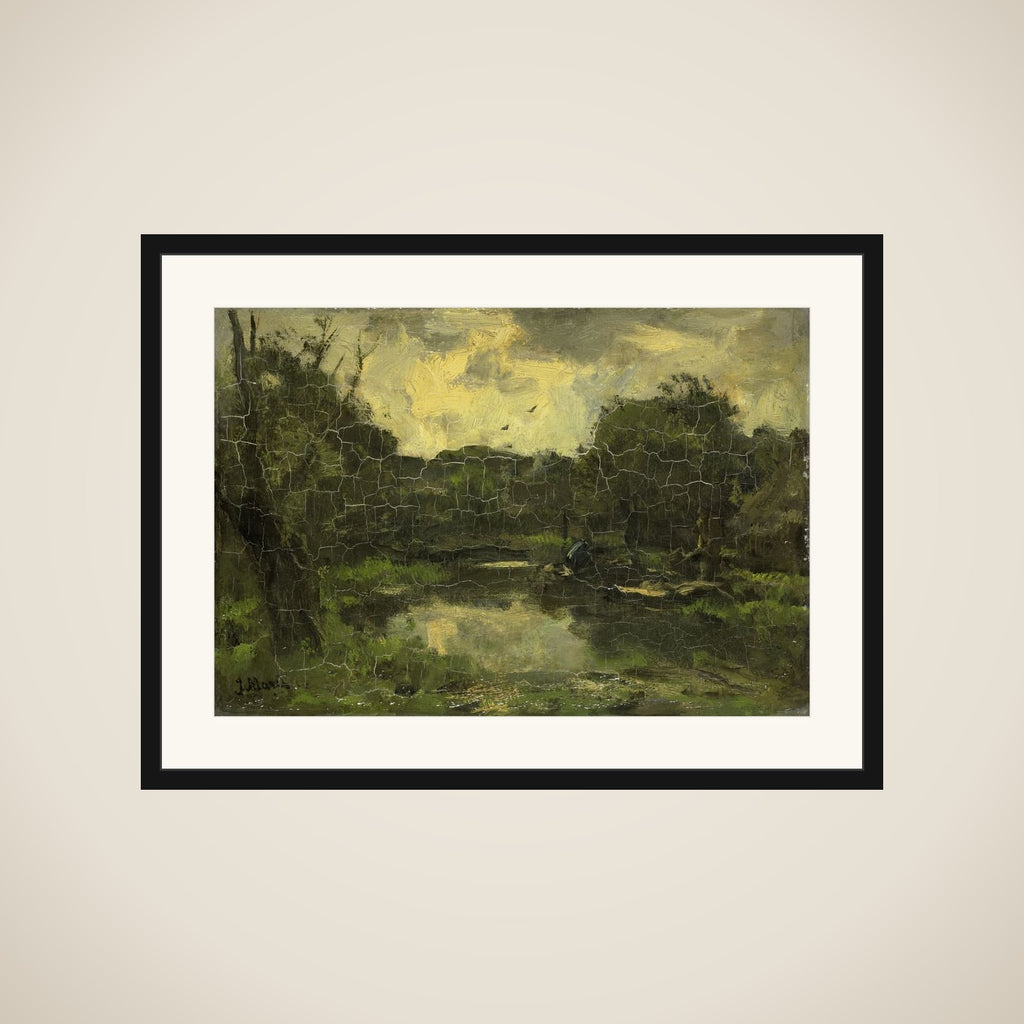 Landscape with schuit framed