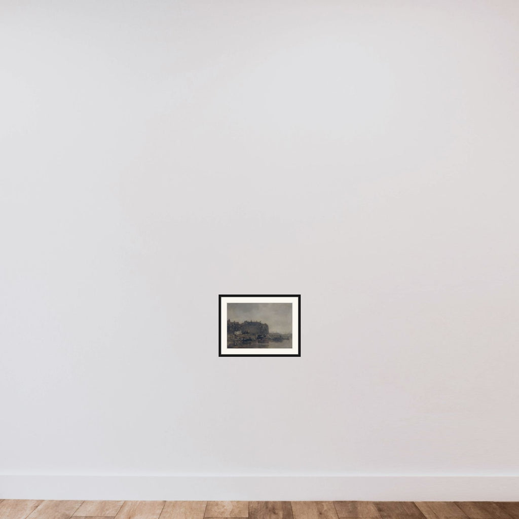 Houses on the Prins Hendrikkade, Amsterdam, on a Misty Day framed — shown to scale