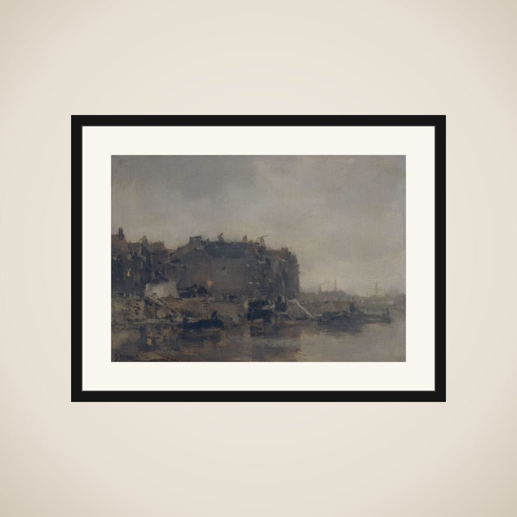 Houses on the Prins Hendrikkade, Amsterdam, on a Misty Day framed