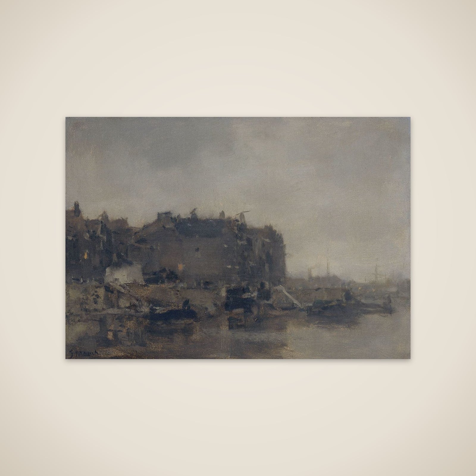 Houses on the Prins Hendrikkade, Amsterdam, on a Misty Day unframed print
