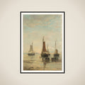 Bluff-Bowed Scheveningen Boats at Anchor framed