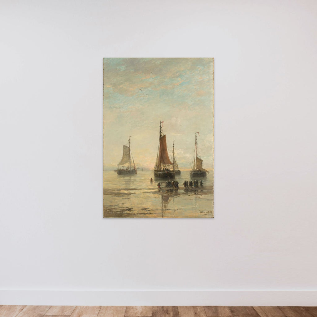 Bluff-Bowed Scheveningen Boats at Anchor unframed — shown to scale