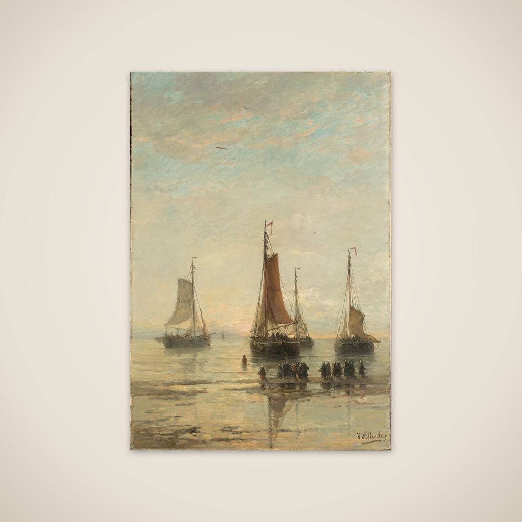 Bluff-Bowed Scheveningen Boats at Anchor unframed print