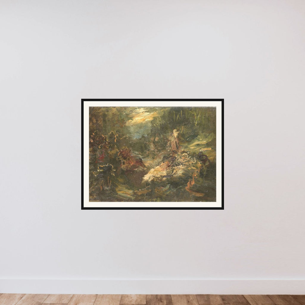 De woudprediker framed — shown to scale