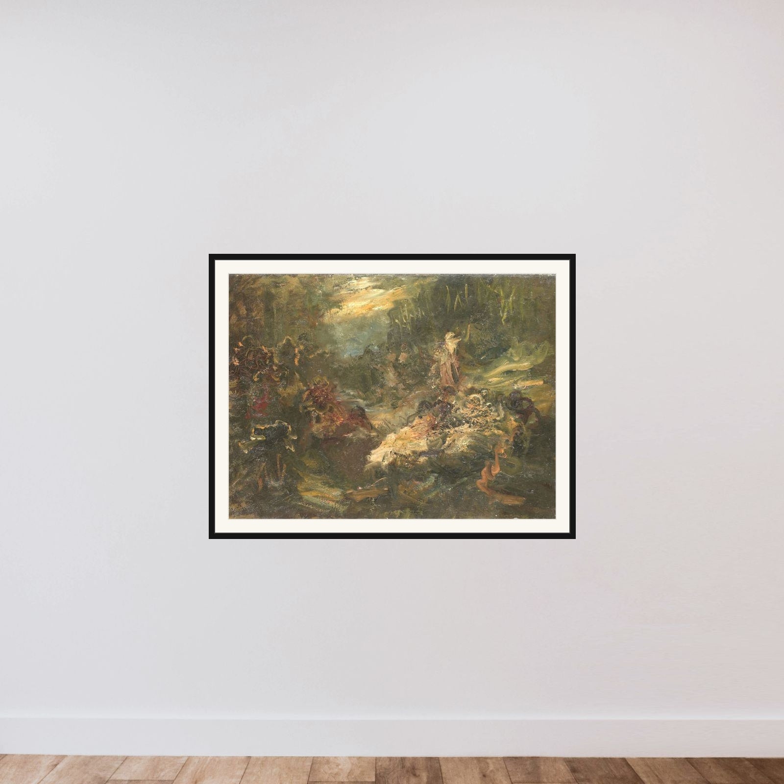 De woudprediker framed — shown to scale