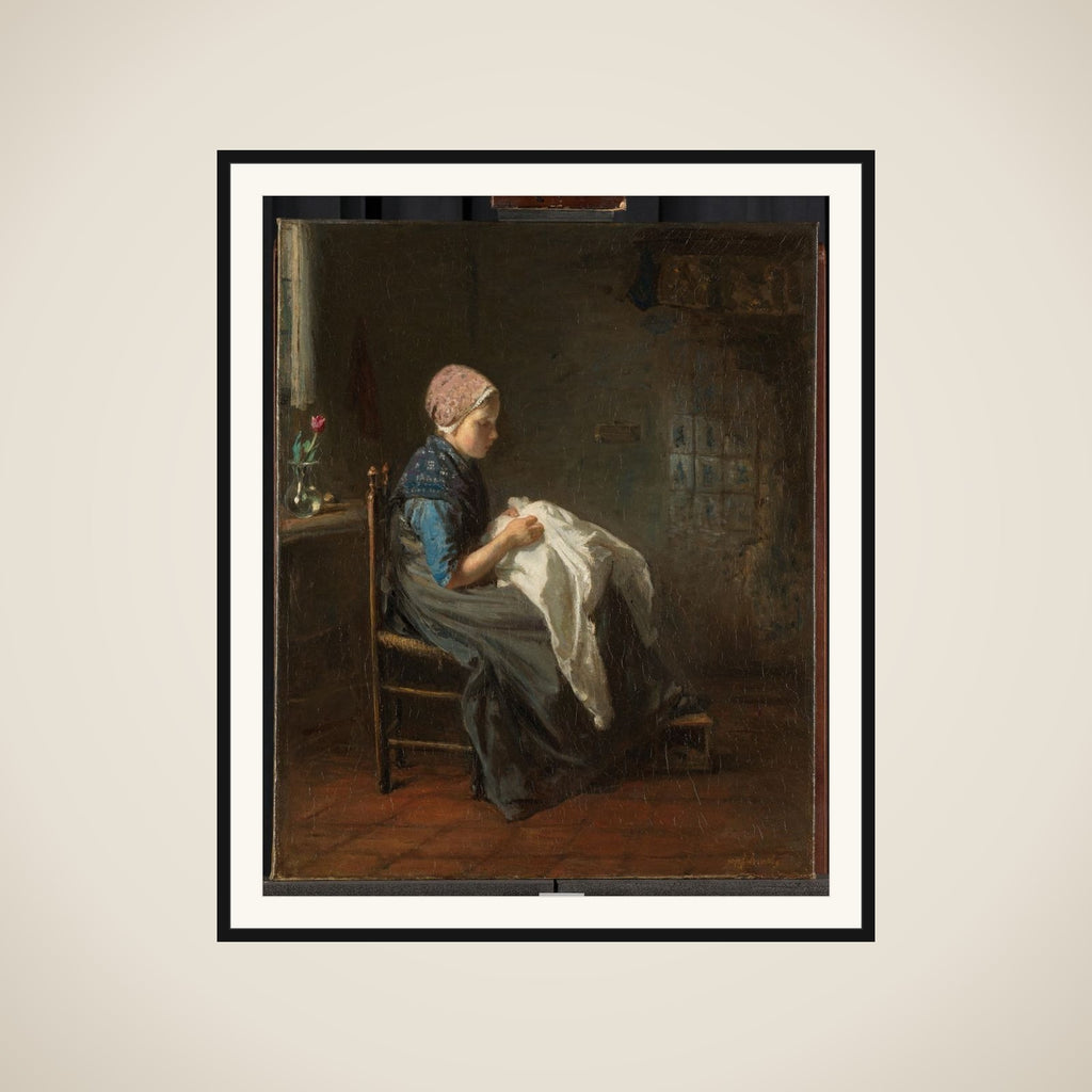 'The Little Seamstress' framed