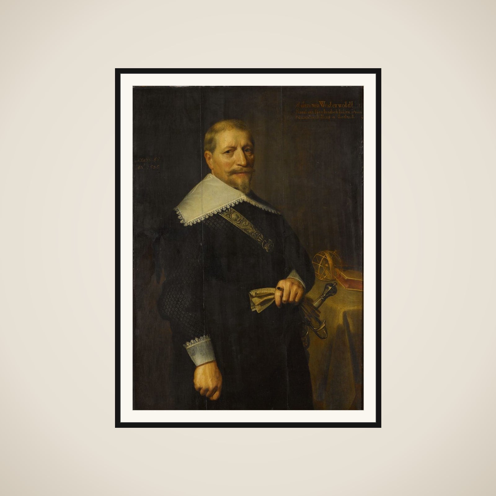 Portrait of Adam Westerwolt, Extra-ordinary Councilor of the Dutch East India Company framed