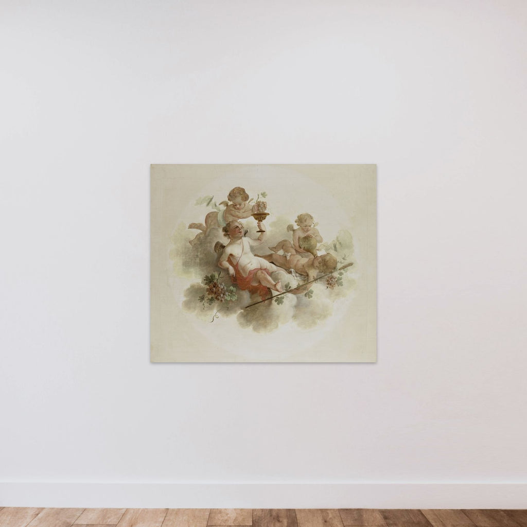 Four Putti with Grapes unframed — shown to scale