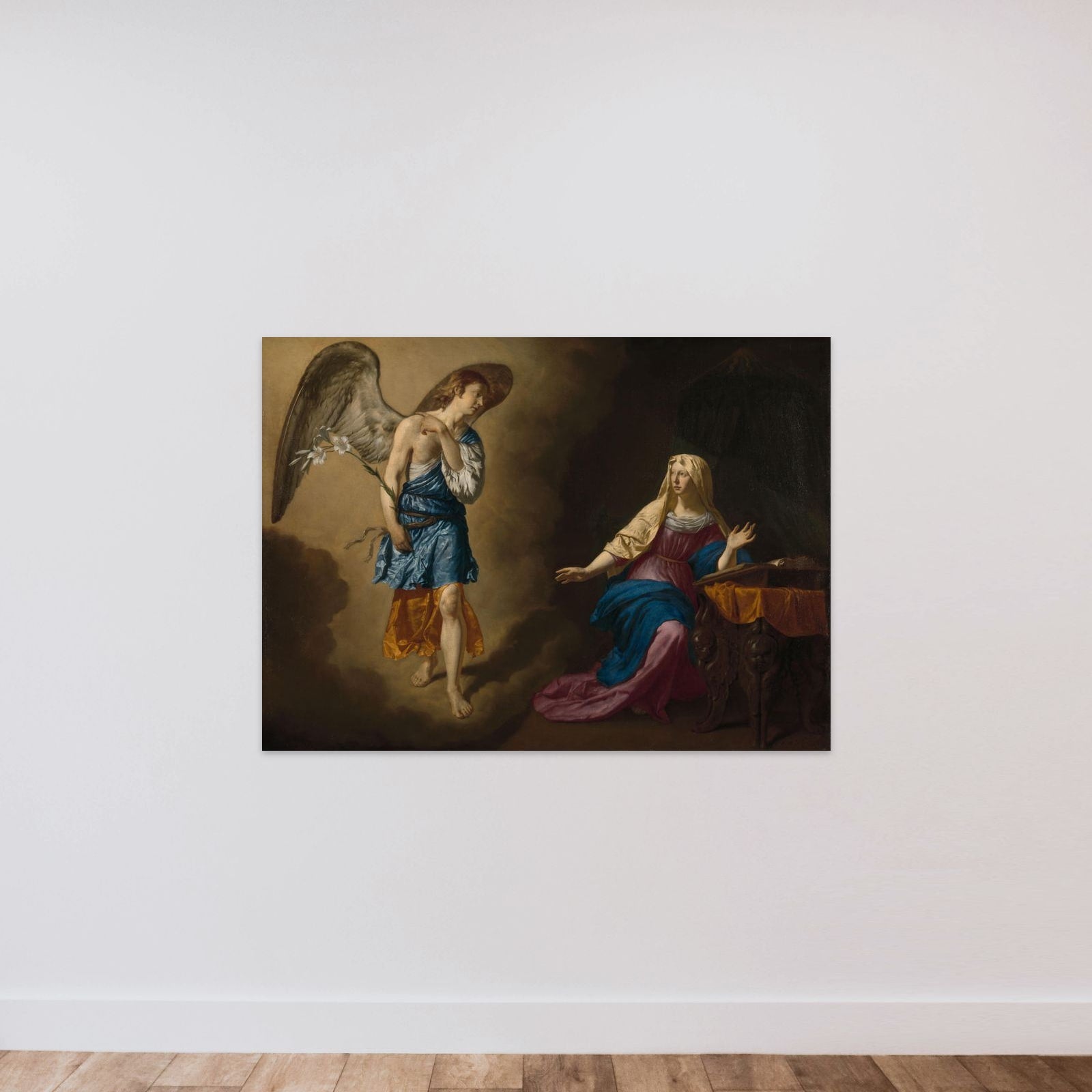 The Annunciation to the Virgin unframed — shown to scale