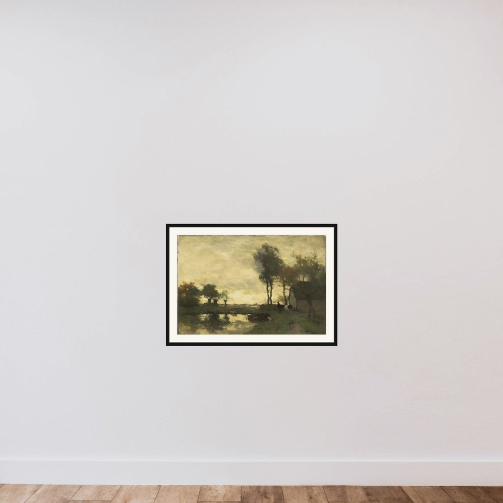 Landscape with boerderij bij een plas framed — shown to scale