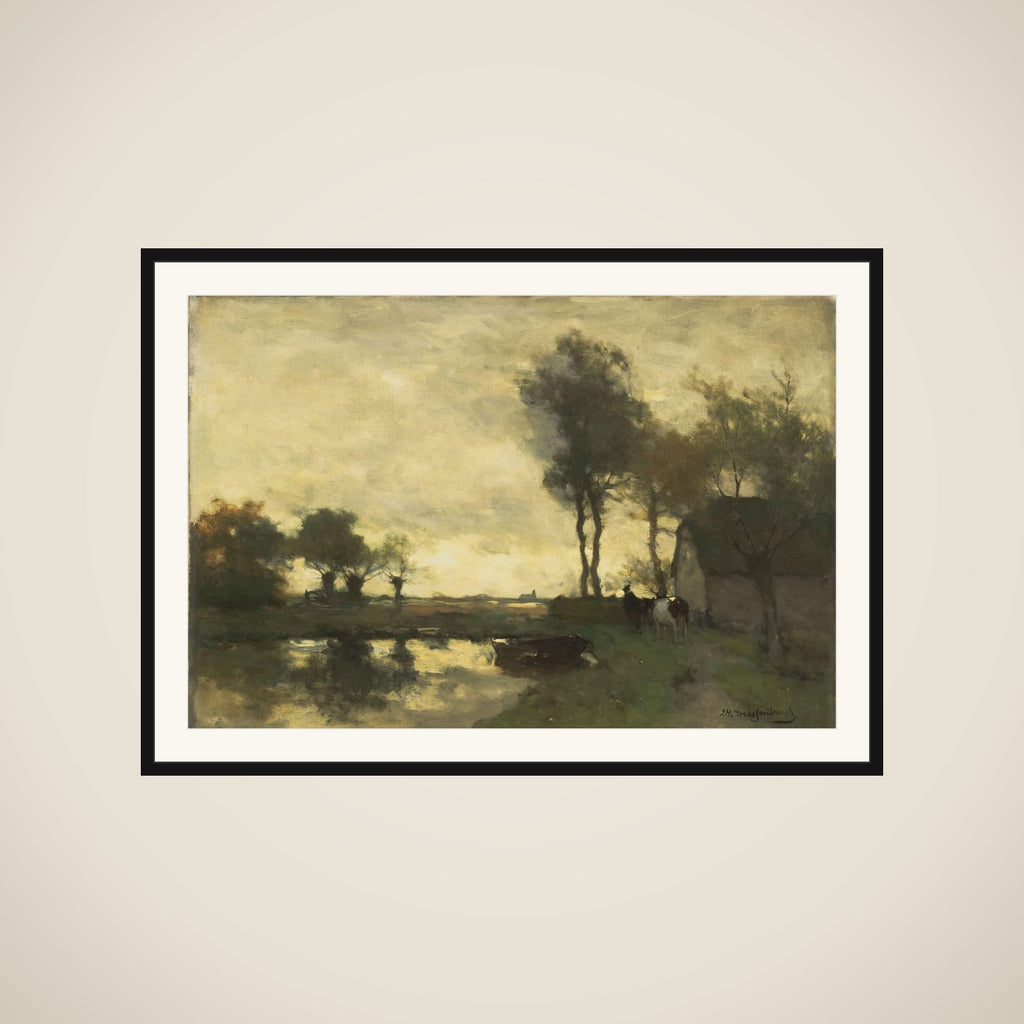 Landscape with boerderij bij een plas framed