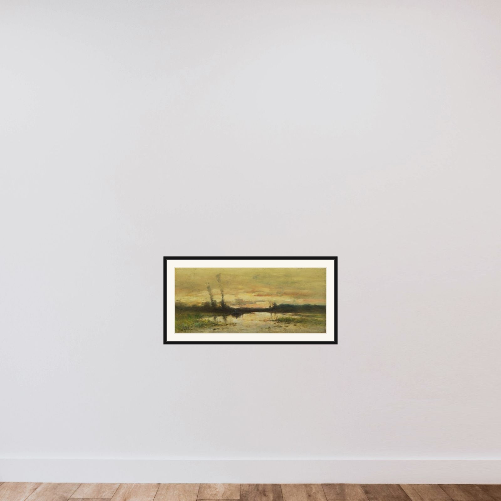 Landschap aan de vaart bij Hilversum framed — shown to scale