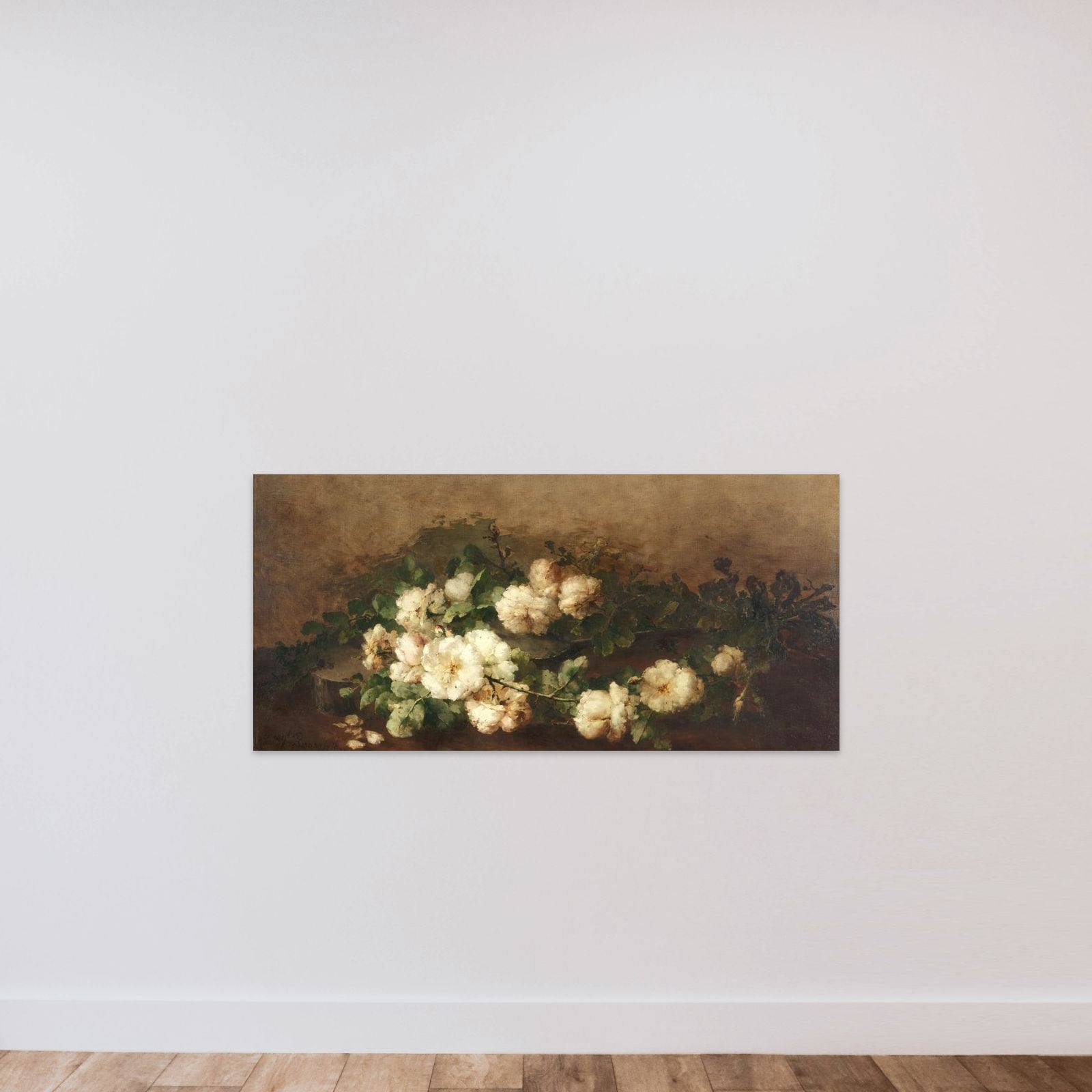Still life with gitaar en rozen unframed — shown to scale