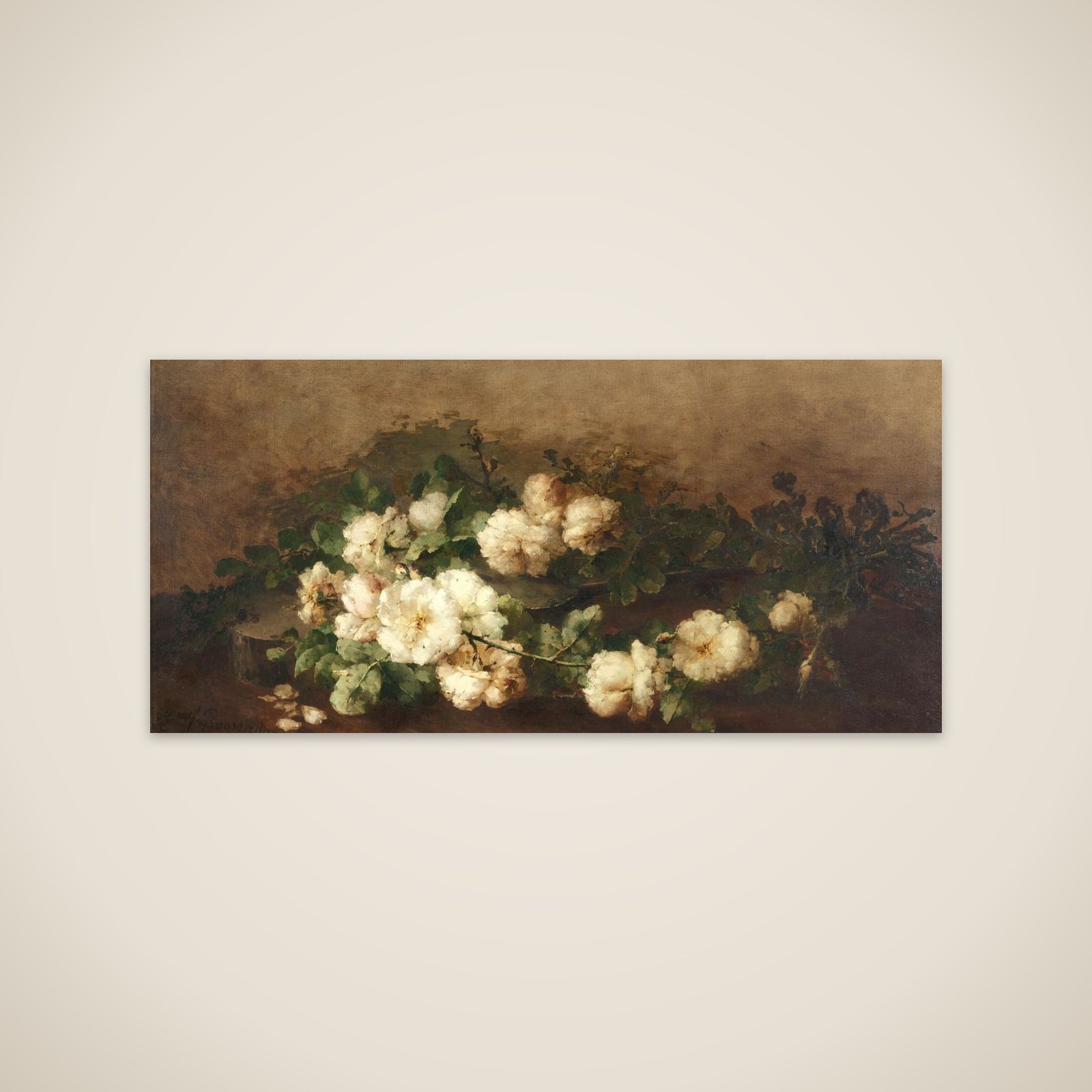 Still life with gitaar en rozen unframed print