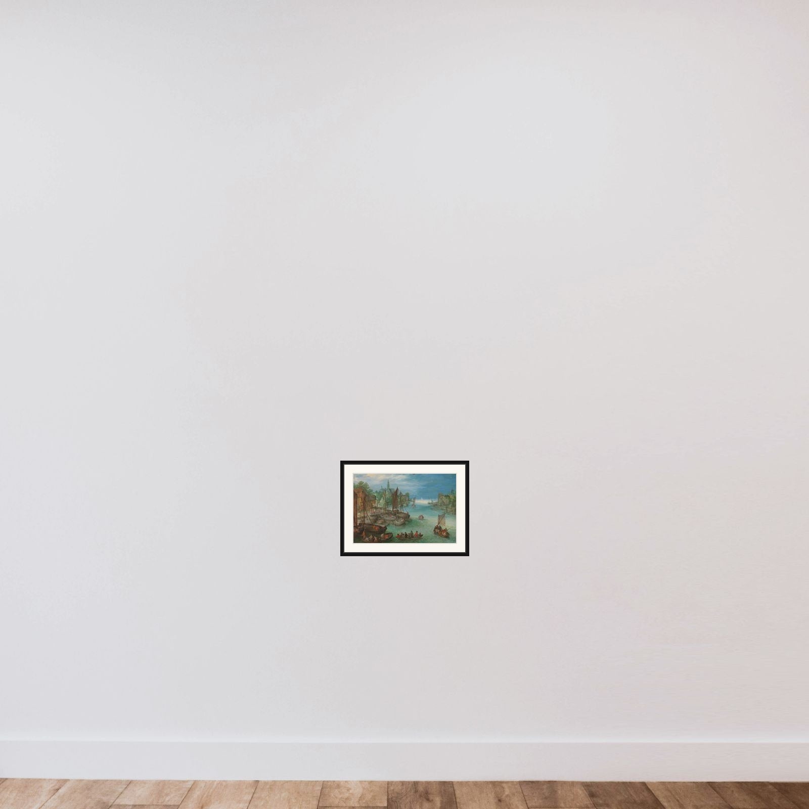 View of a City along a River framed — shown to scale