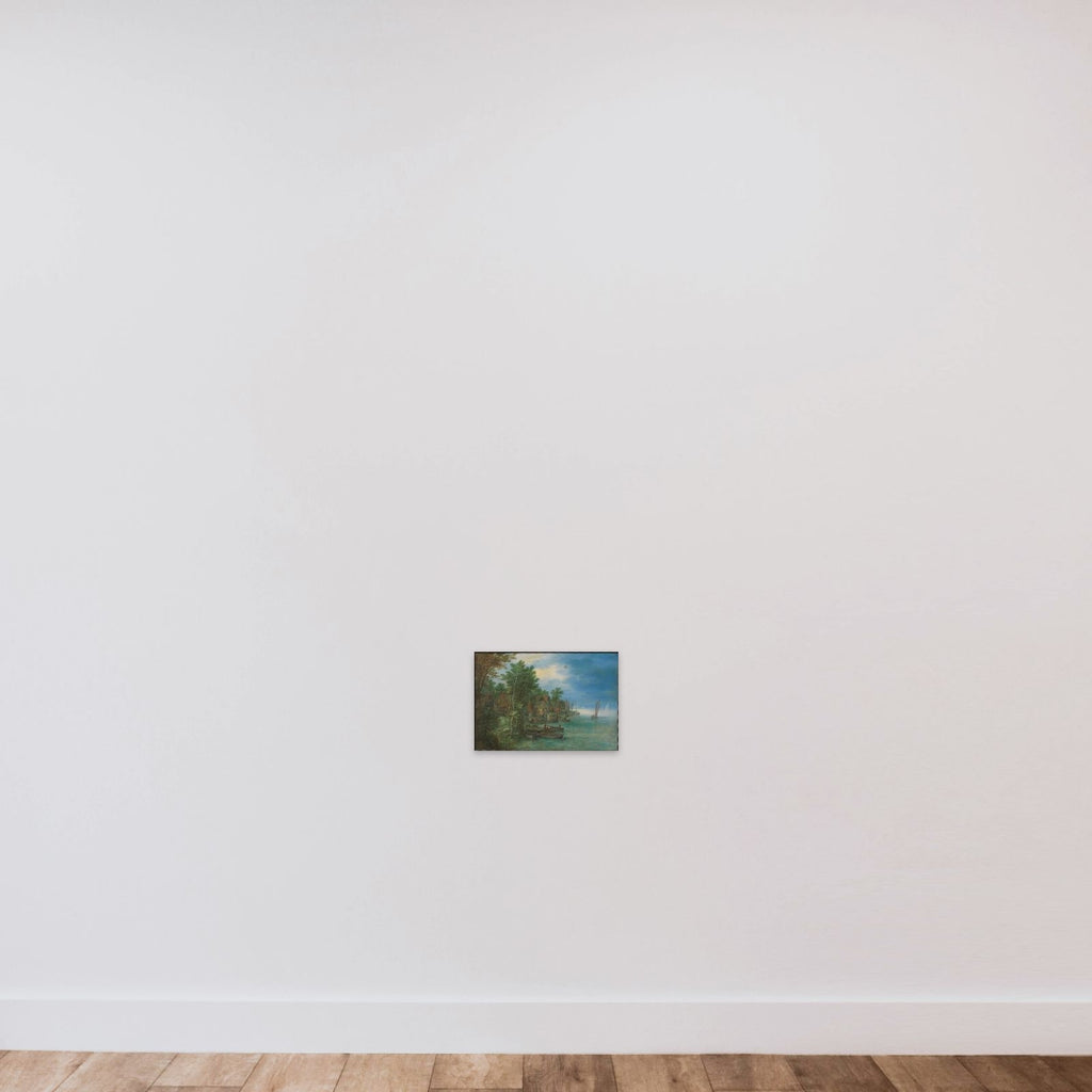 View of a Village along a River unframed — shown to scale