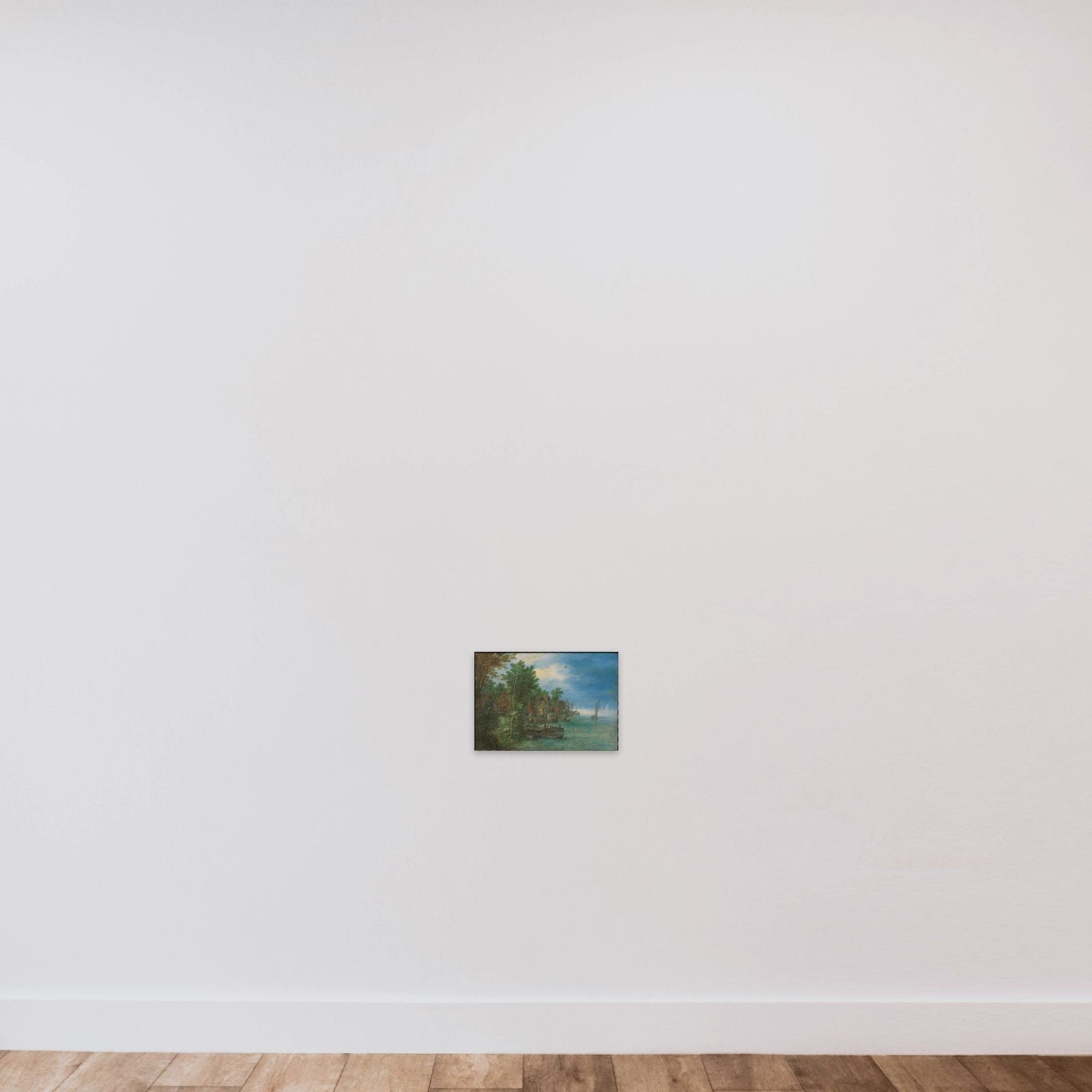 View of a Village along a River unframed — shown to scale