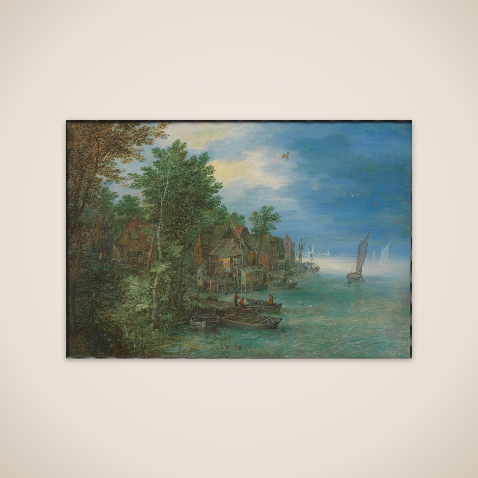 View of a Village along a River unframed print