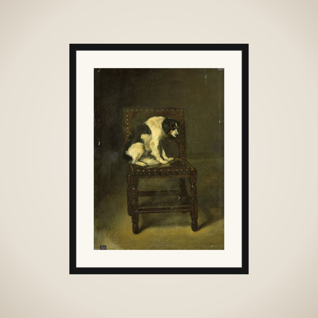 A Dog on a Chair framed