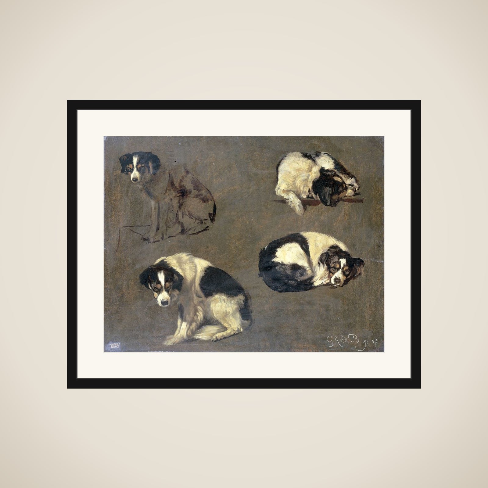 Four Studies of a Dog framed