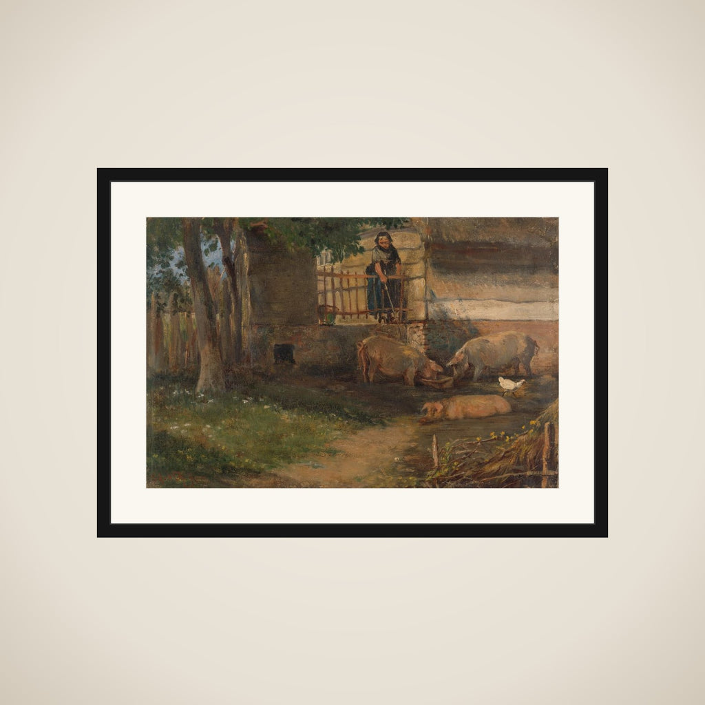 Pigs in a Barnyard framed