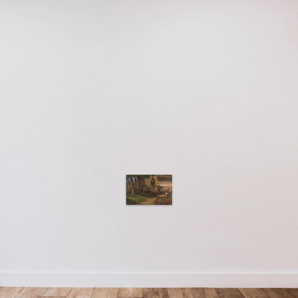 Pigs in a Barnyard unframed — shown to scale