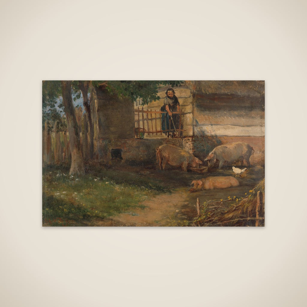 Pigs in a Barnyard unframed print