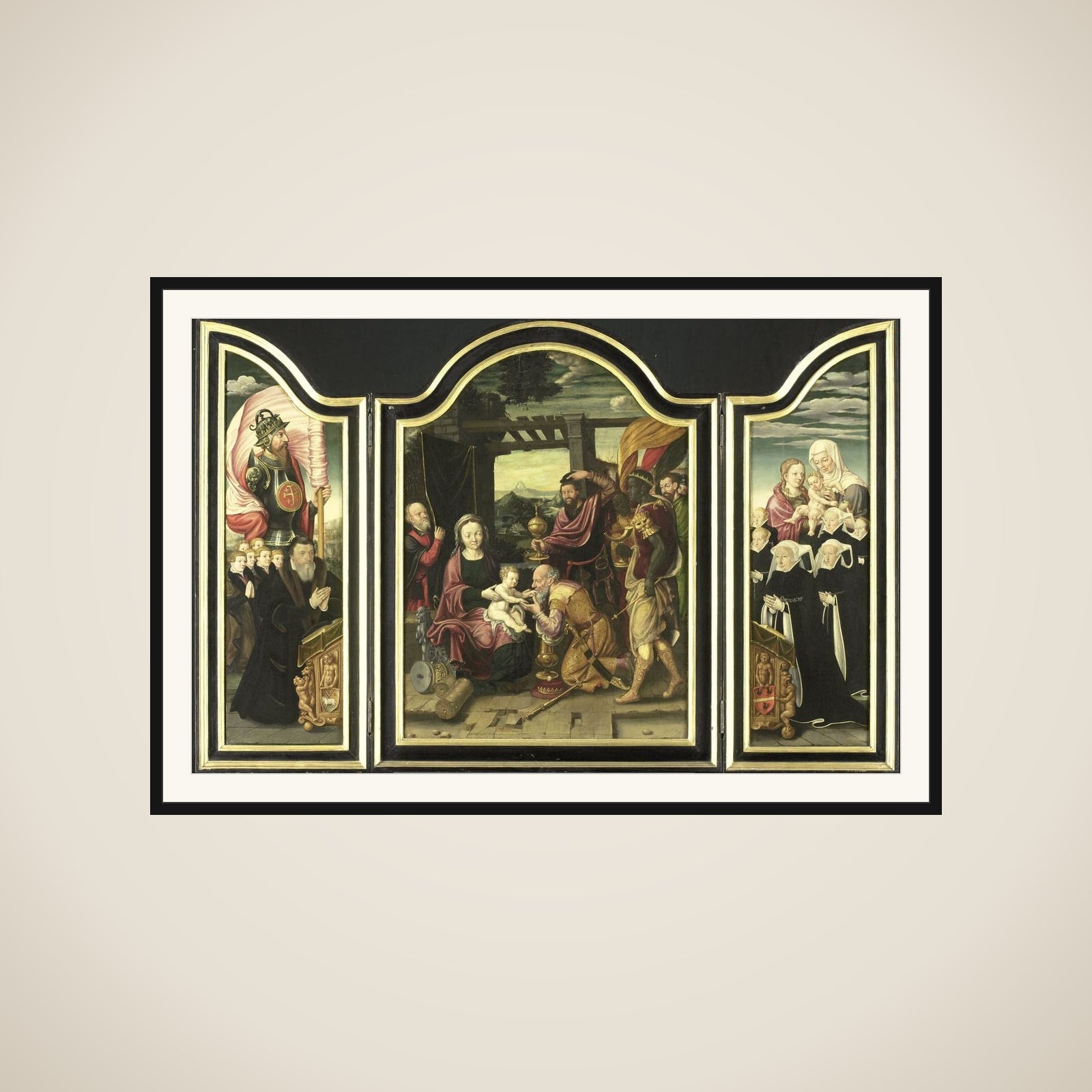 Triptych with the Adoration of the Magi framed