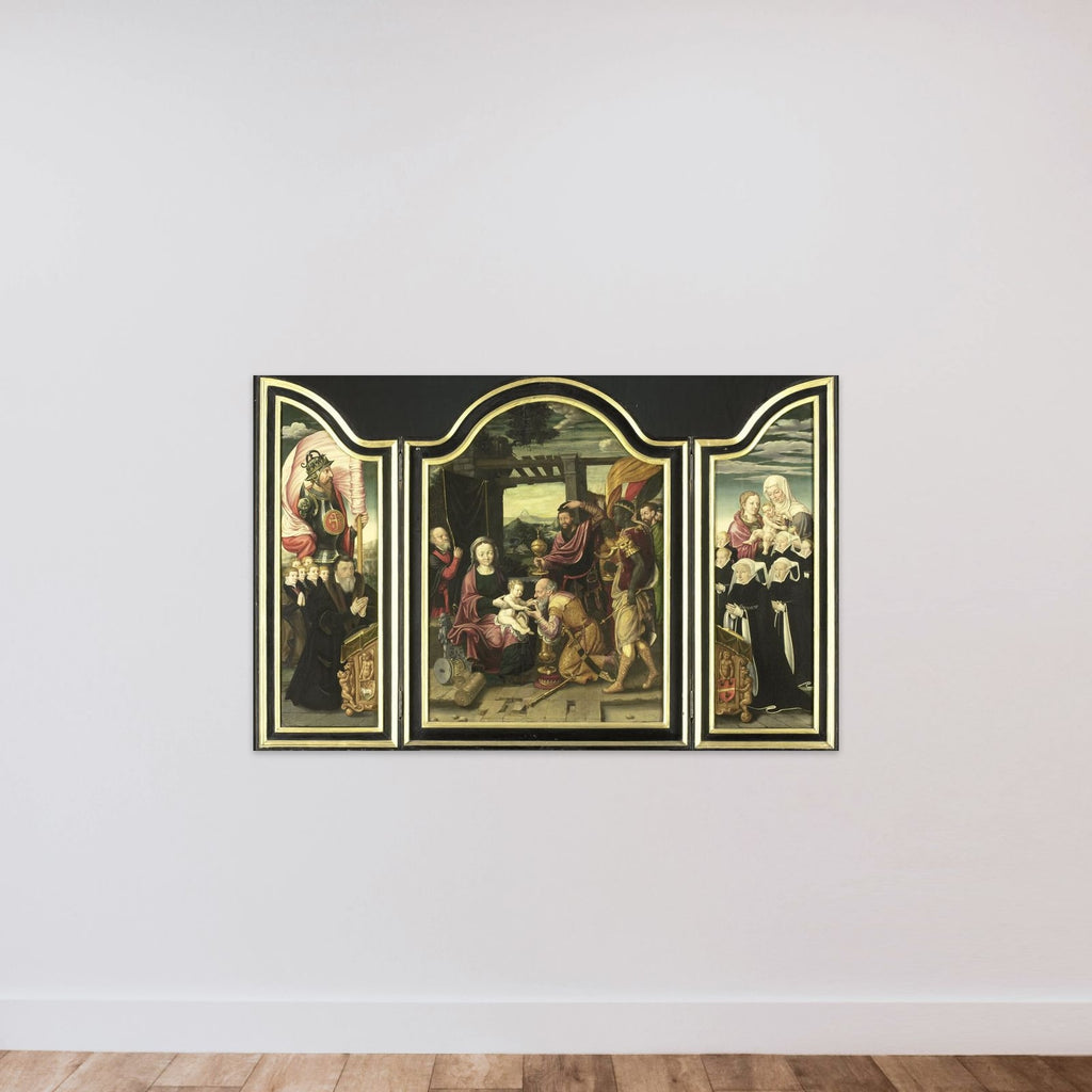 Triptych with the Adoration of the Magi unframed — shown to scale