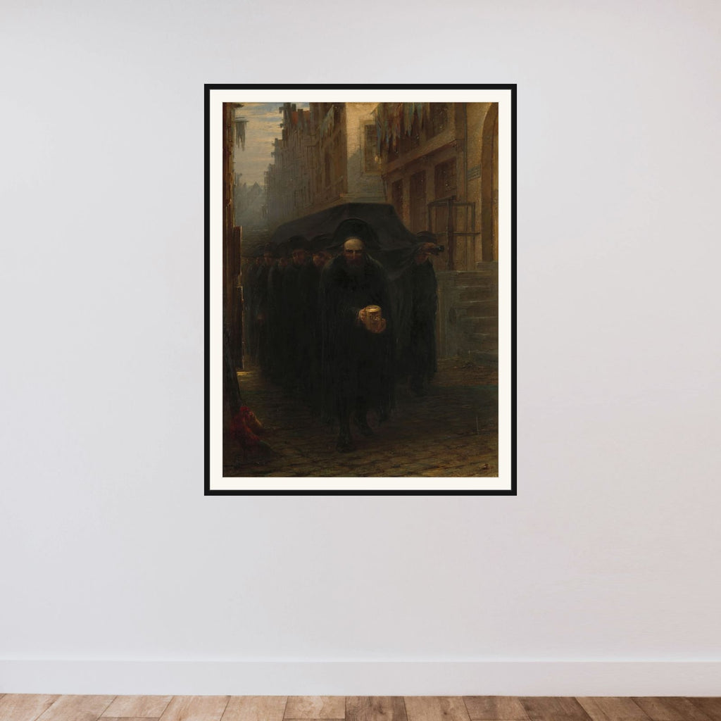 A Jewish Funeral framed — shown to scale