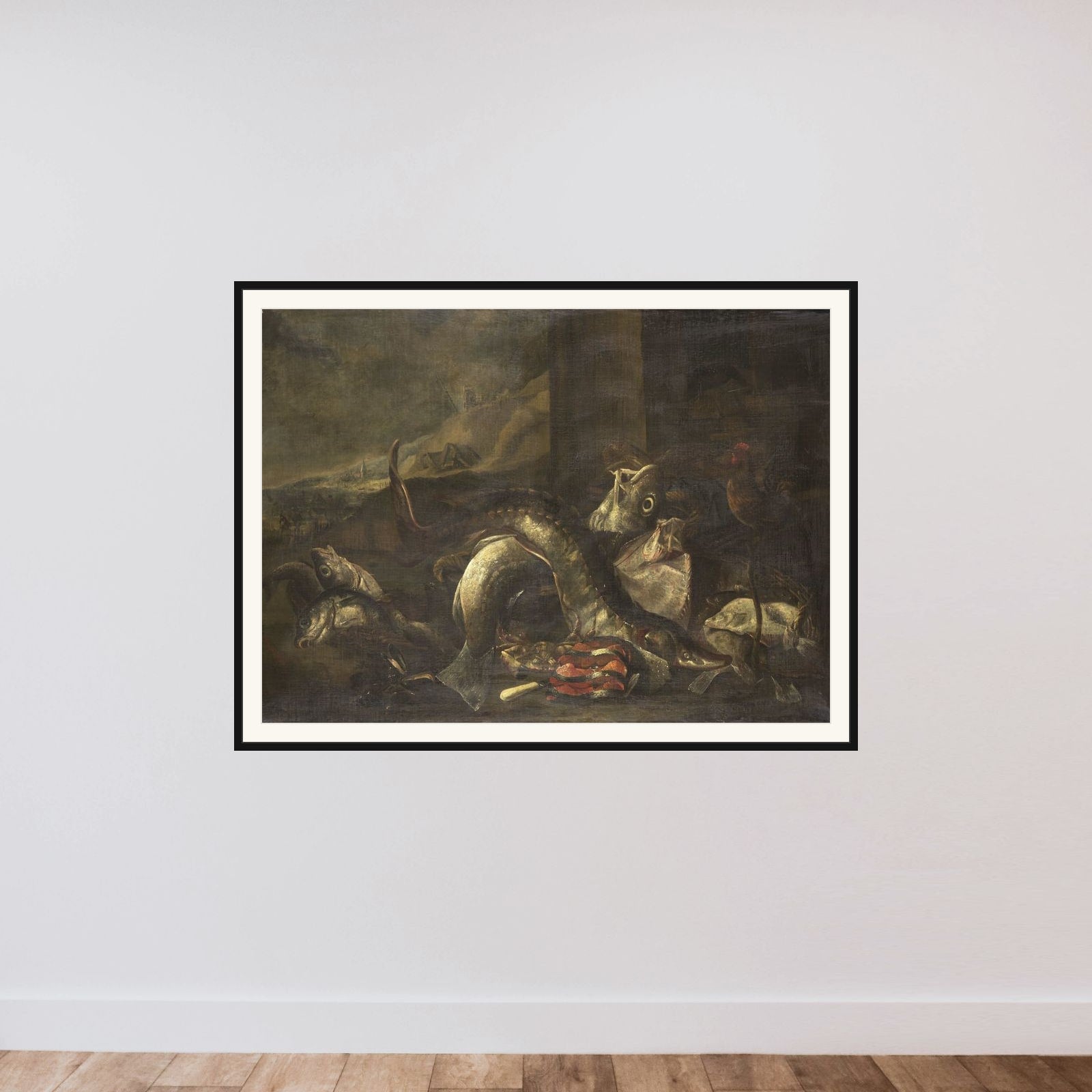 Still Life with Fish framed — shown to scale