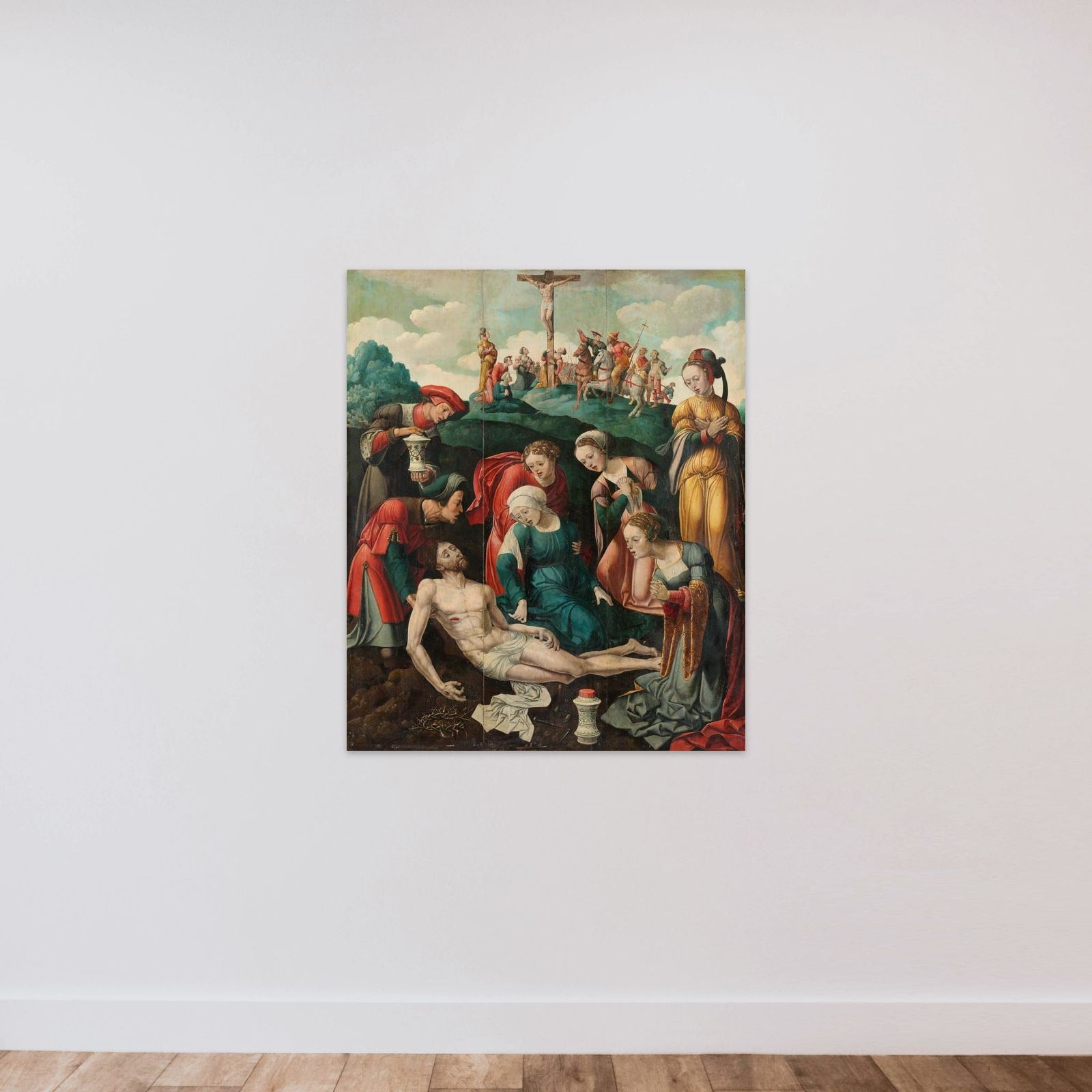 The Lamentation of Christ unframed — shown to scale