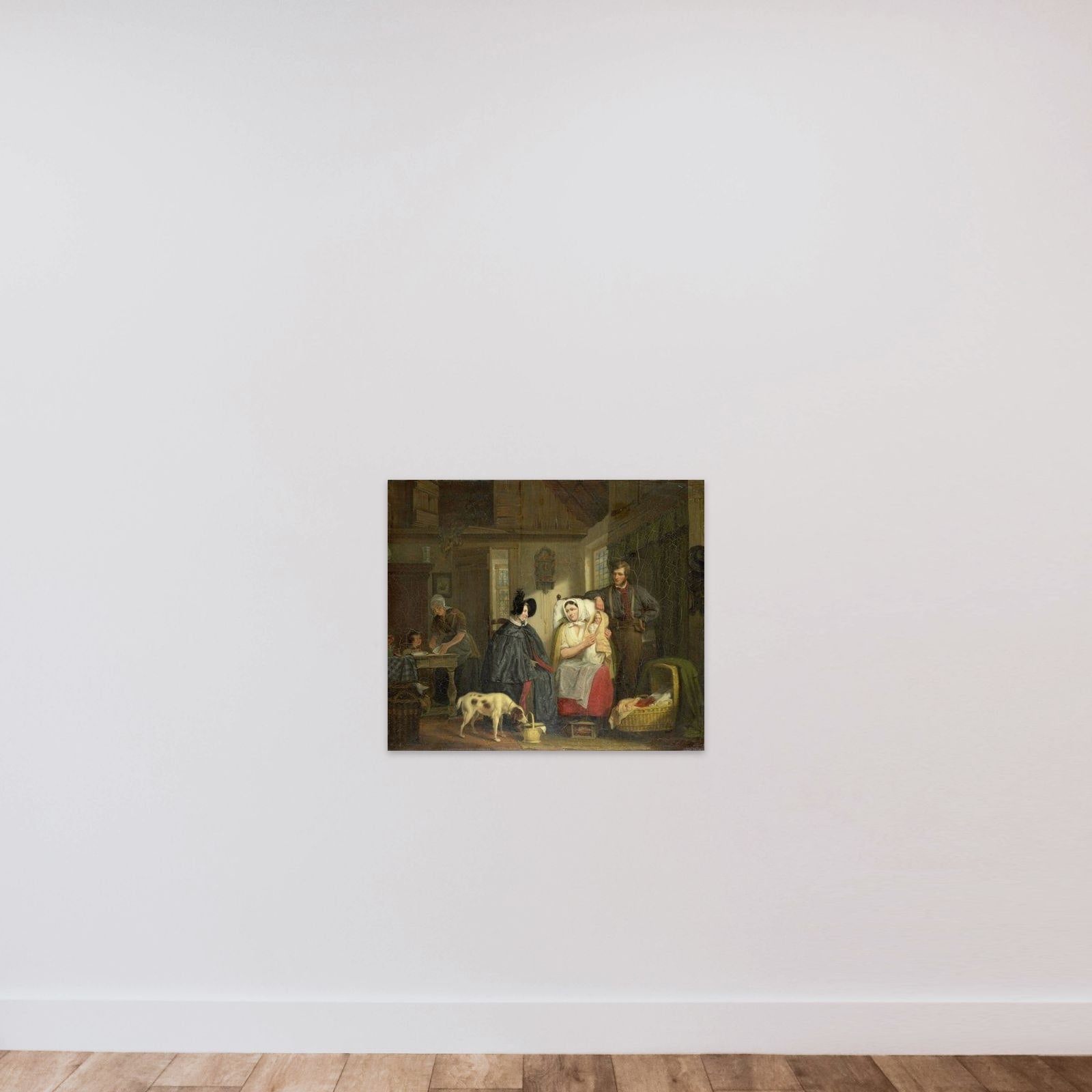Visit to a New Mother unframed — shown to scale