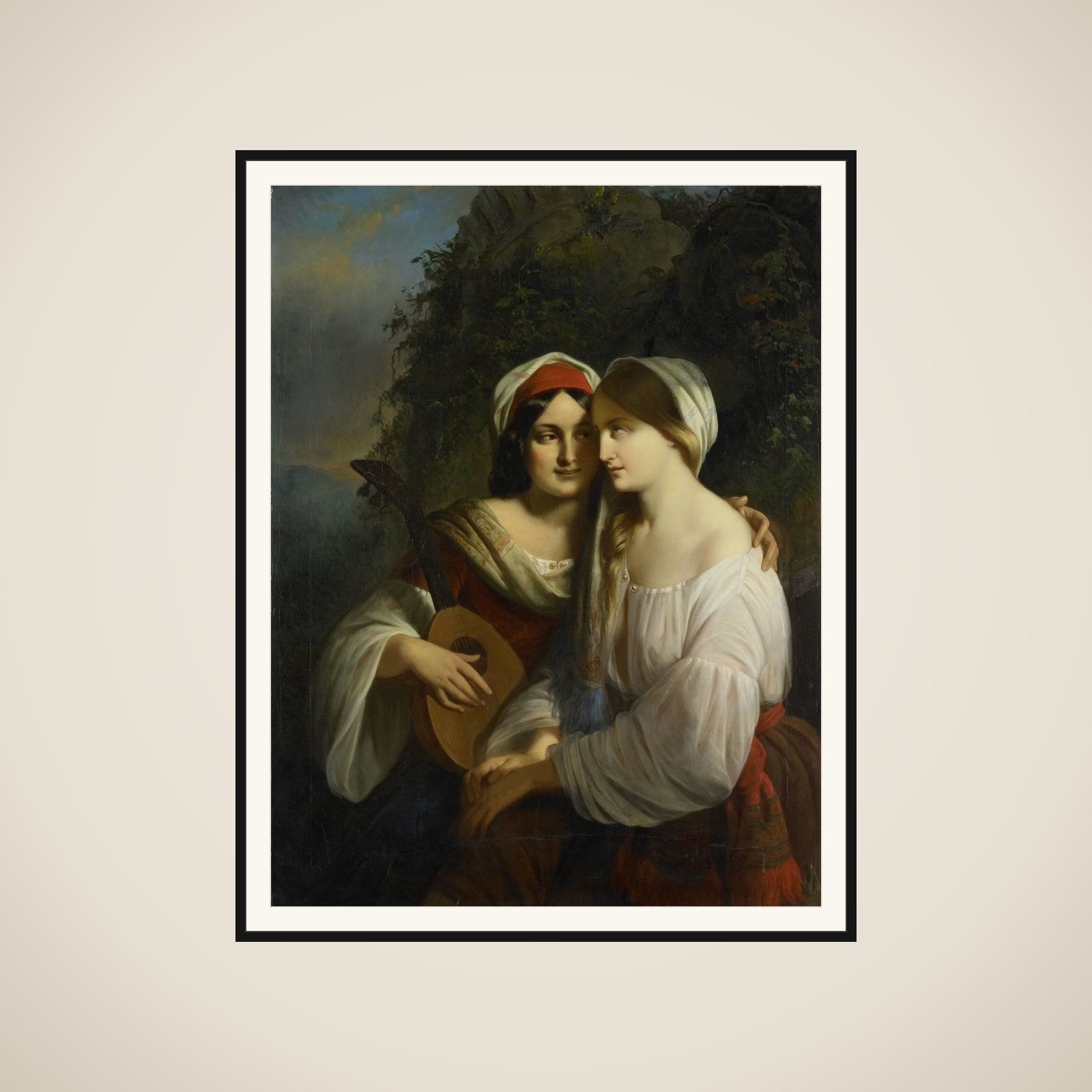 Twee vrouwen in Italiaanse dracht framed
