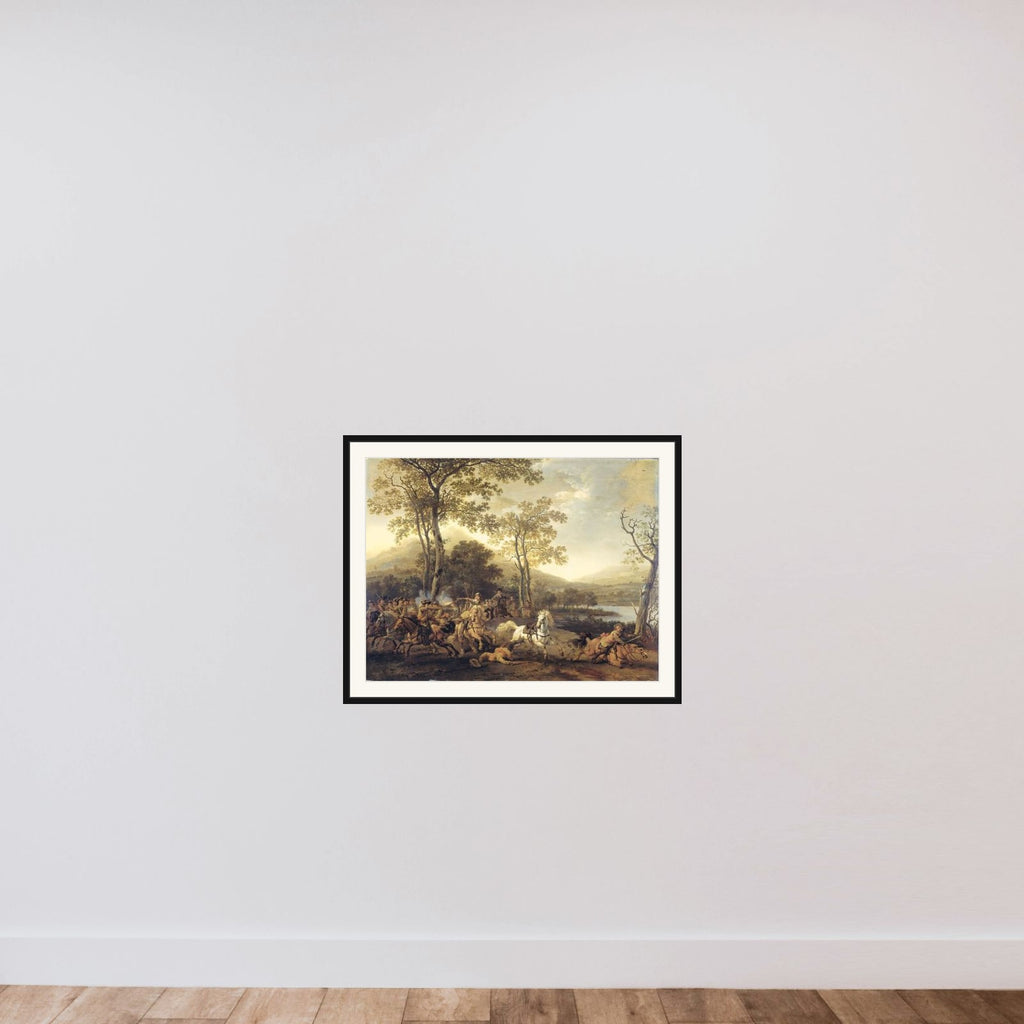 Cavalry Skirmish framed — shown to scale