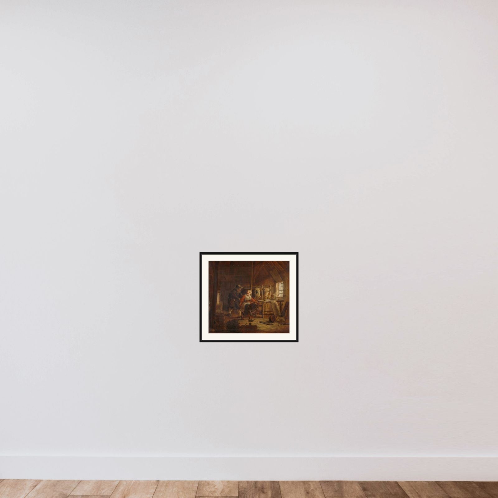 Flirtation in a Cowshed framed — shown to scale