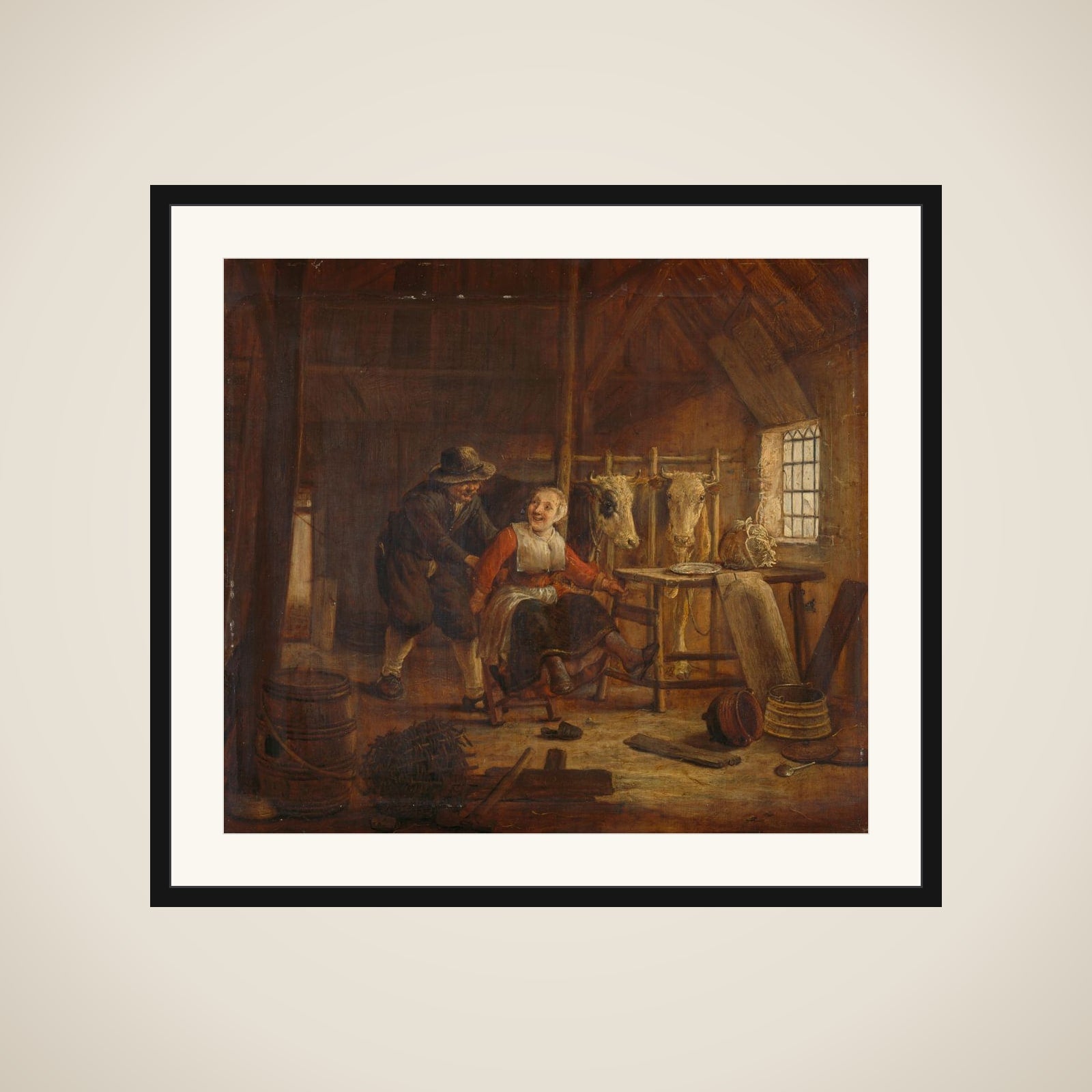 Flirtation in a Cowshed framed