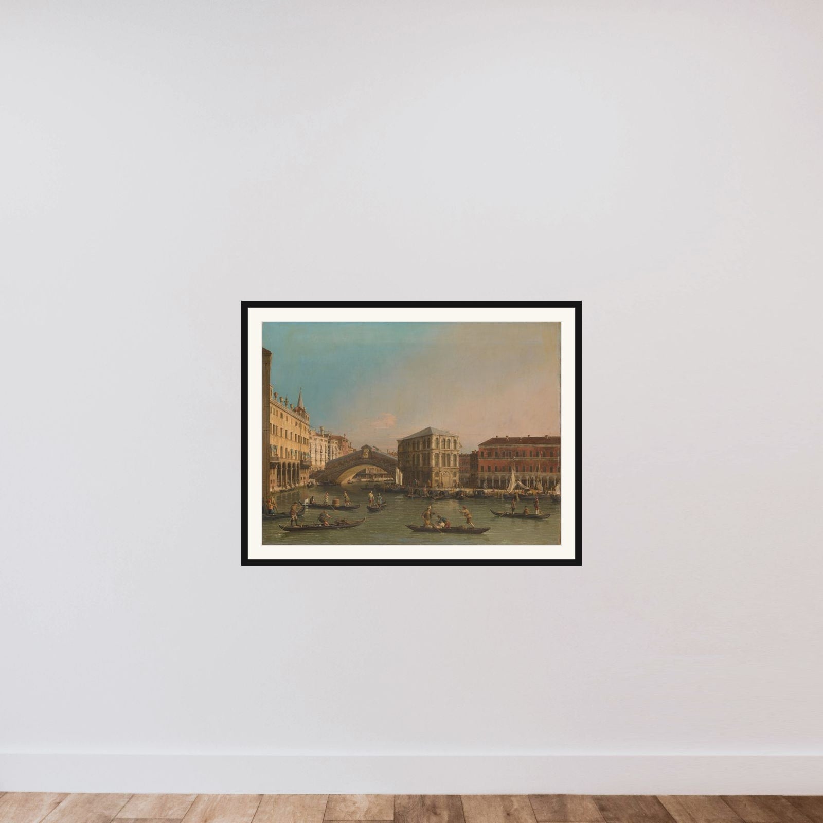 The Grand Canal with the Rialto Bridge and the Fondaco dei Tedeschi framed — shown to scale