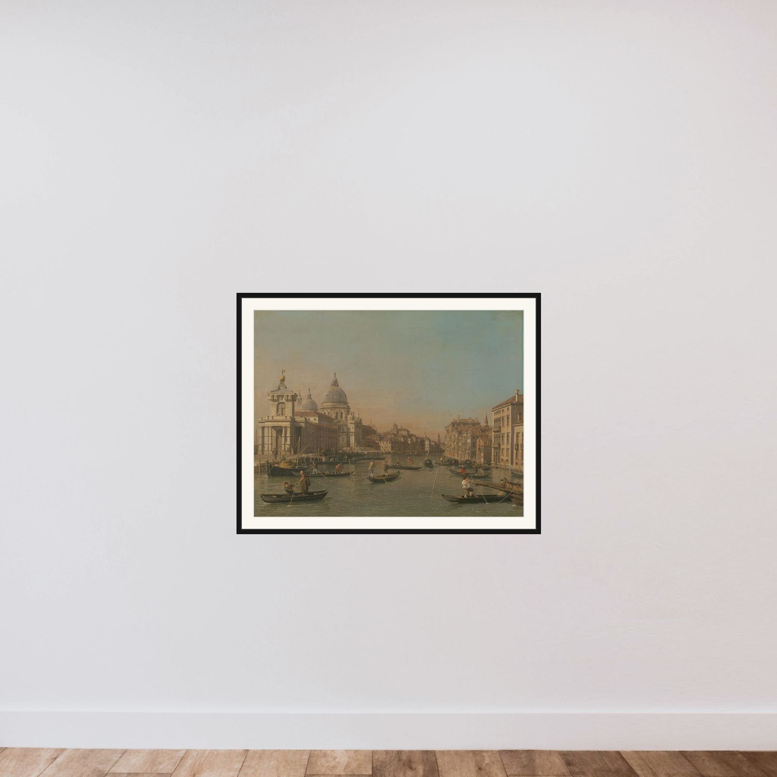 Entrance to the Grand Canal near the Punta della Dogana and Santa Maria della Salute framed — shown to scale