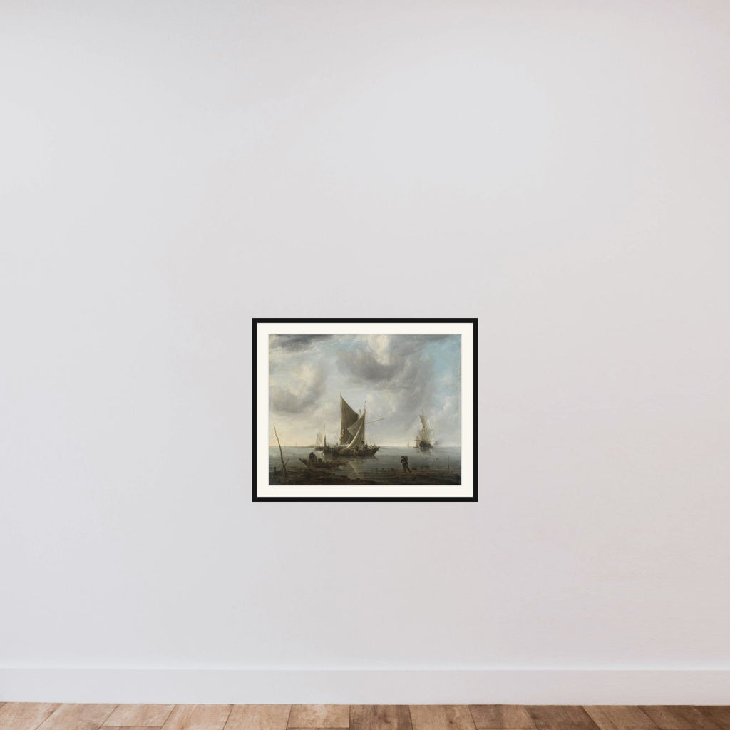 Ships at Anchor on a Quiet Sea framed — shown to scale