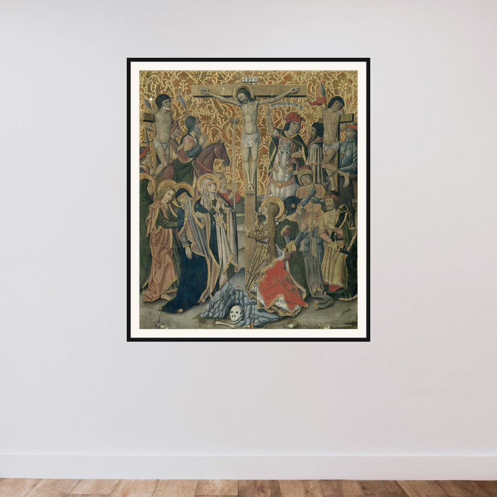 Calvary framed — shown to scale