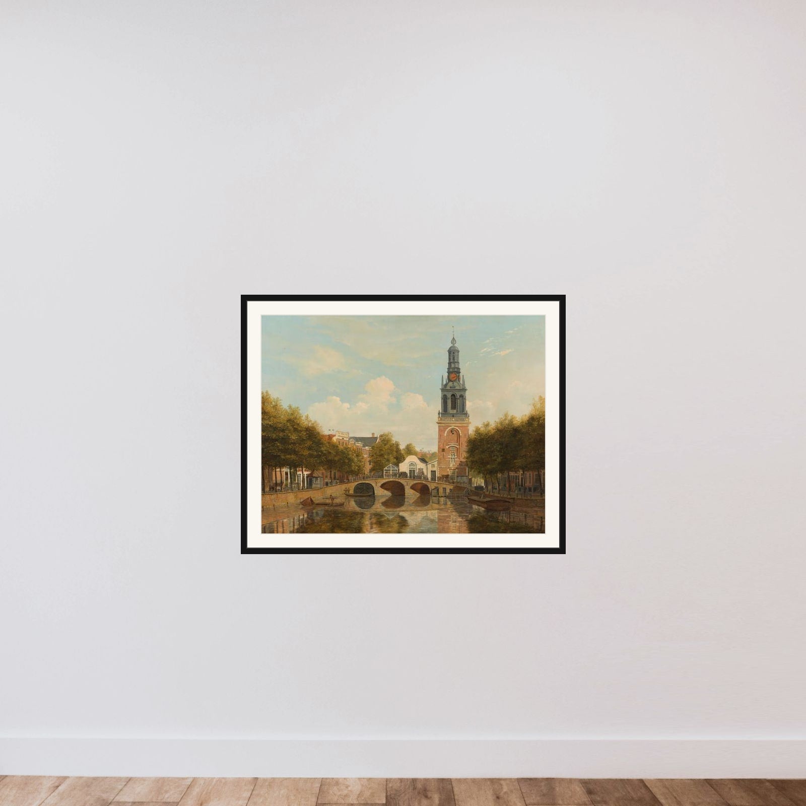 The Torensluis and the Jan Roodenpoortstoren in Amsterdam framed — shown to scale