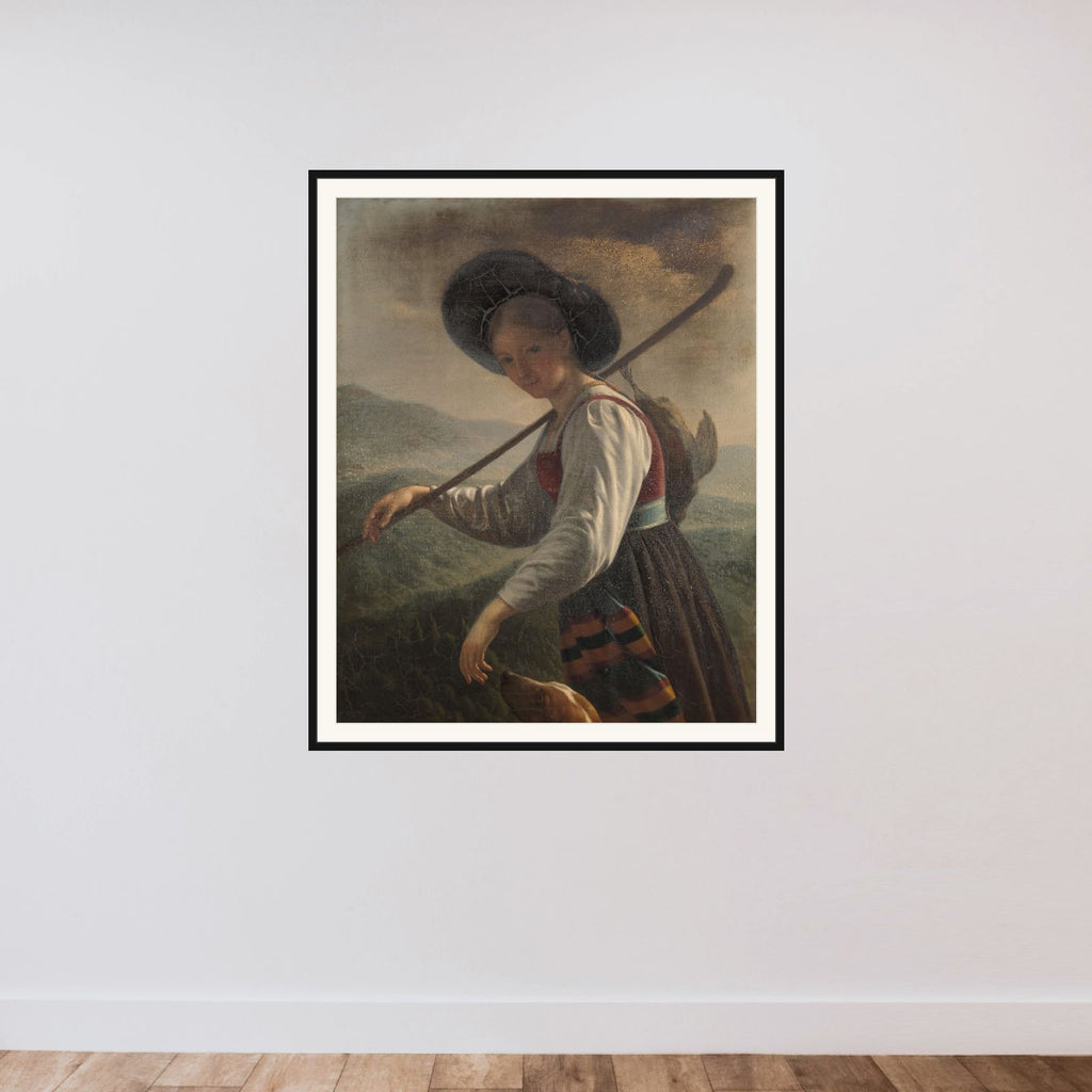Swiss Peasant Woman framed — shown to scale