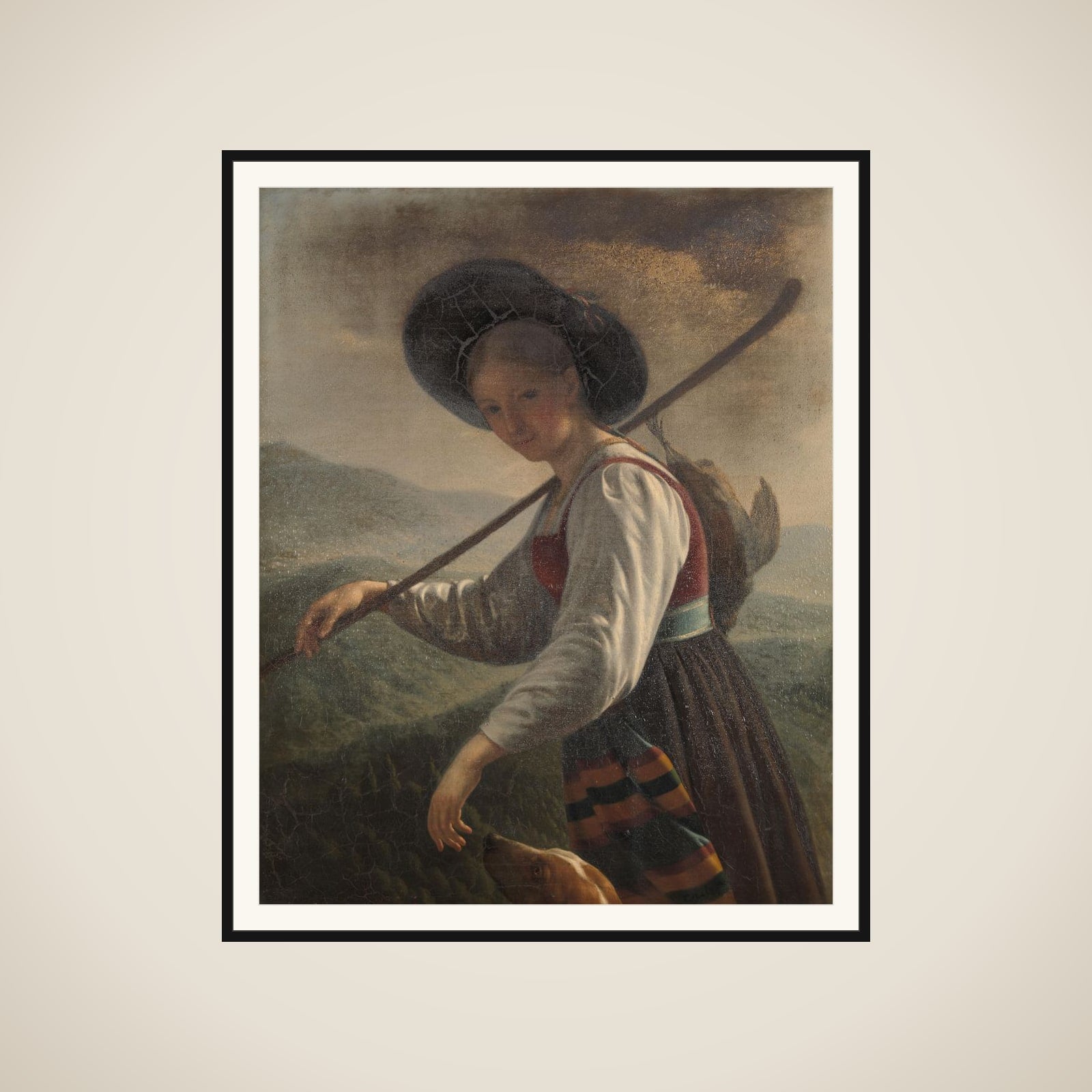 Swiss Peasant Woman framed